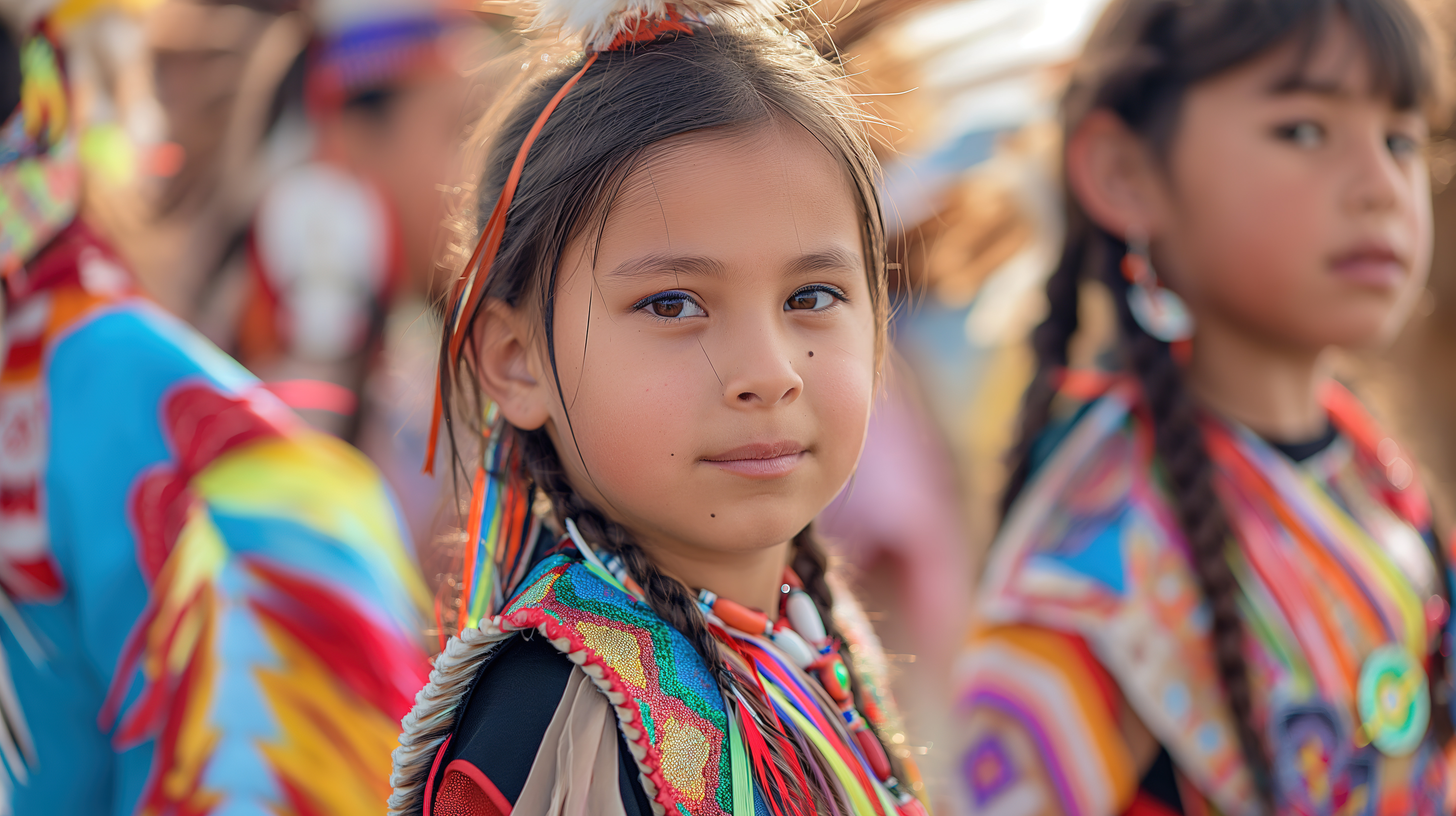 Indigenous youth outdoors, hopeful and vibrant